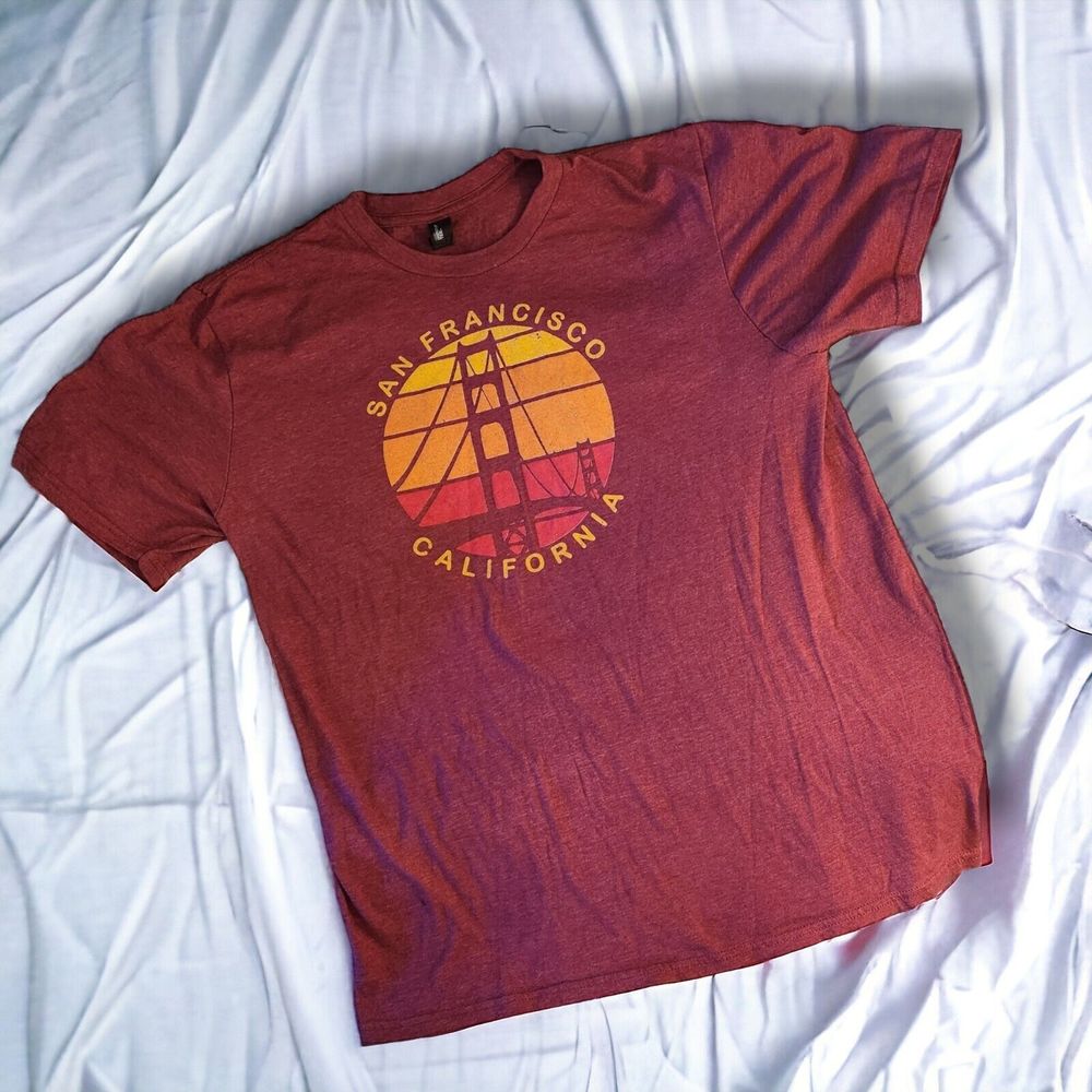 San Francisco California, Souvenir T-Shirt, L, Red, Graphic, Golden Gate Bridge